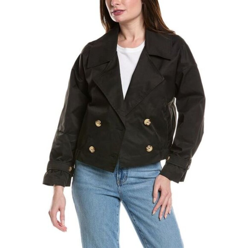 Black Short Anji Trenchcoat Jacket  NWOT Size L